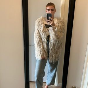 Free People shaggy sweater.